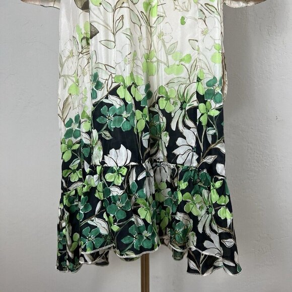 Anthropologie Vanessa Virginia Rainforest 100% Silk Dress Cream Floral Size XSP - Picture 3 of 16